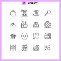 16 creativo icone moderno segni e simboli di natura collina metrica marchio perno modificabile vettore design elementi