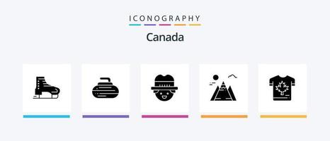 Canada glifo 5 icona imballare Compreso Canada. camicia. sport. sole. paesaggio. creativo icone design vettore