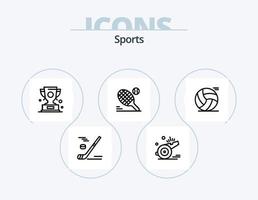 gli sport linea icona imballare 5 icona design. in esecuzione. sport. cestino sfera. scarpe. ping pong vettore