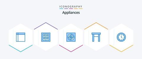 elettrodomestici 25 blu icona imballare Compreso casa elettrodomestici. orologio. bagno. sgabello. casa vettore