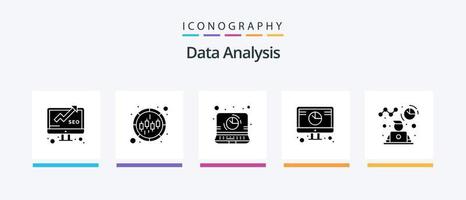 dati analisi glifo 5 icona imballare Compreso analisi. digitale. grafico. Banca dati. rapporto. creativo icone design vettore