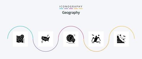 geo grafia glifo 5 icona imballare Compreso viaggio. montagne. stati. tour. perno vettore