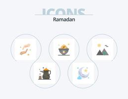 Ramadan piatto icona imballare 5 icona design. pasto. iftar. cura. cibo. shahada vettore