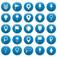 carta geografica pointer vettore icone impostato blu, semplice stile