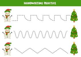 tracciato Linee per bambini. carino pupazzo di neve. scrittura la pratica. vettore