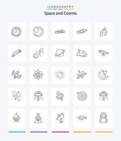creativo spazio 25 schema icona imballare come come Luna. pianeta. sistema. cometa. meteora vettore