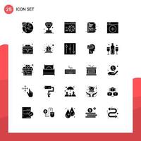 25 solido glifo concetto per siti web mobile e applicazioni finestra file codifica documento testo modificabile vettore design elementi
