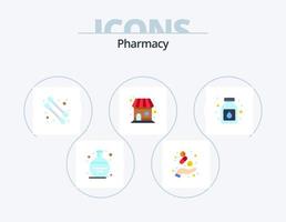 farmacia piatto icona imballare 5 icona design. medicinale. liquido. medicinale. bottiglia. medico memorizzare vettore