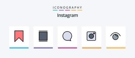 instagram linea pieno 5 icona imballare Compreso bussola. piace. telecamera. interfaccia. amore. creativo icone design vettore