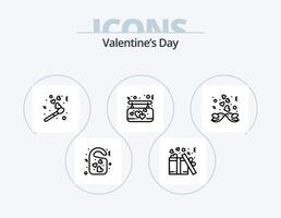 san valentino giorno linea icona imballare 5 icona design. amore. cibo amore. coppia. tagliatelle. bacchette vettore