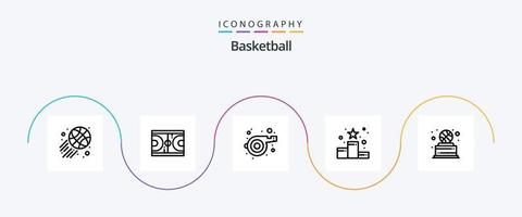 pallacanestro linea 5 icona imballare Compreso sport. stella. allenatore. classifica. posizione vettore