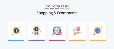 shopping e e-commerce piatto 5 icona imballare Compreso etichetta. sconto. ore. percentuale. mano. creativo icone design vettore