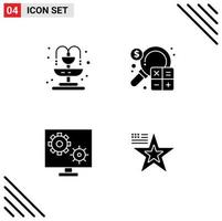 impostato di 4 moderno ui icone simboli segni per città Ingranaggio contabilità finanza schermo modificabile vettore design elementi