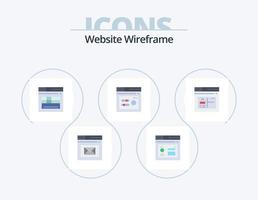 sito web wireframe piatto icona imballare 5 icona design. applicazione. seo. pagina. prestazione. sito web vettore