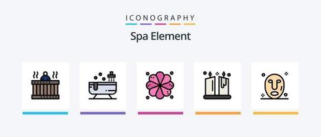 terme elemento linea pieno 5 icona imballare Compreso maschera. spa. effetto. sauna. benna. creativo icone design vettore