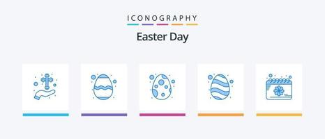 Pasqua blu 5 icona imballare Compreso calendario. natura. Festival. uovo. celebrazione. creativo icone design vettore
