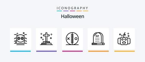 Halloween linea 5 icona imballare Compreso funerale. bara. fantasma. scrigno. Halloween. creativo icone design vettore