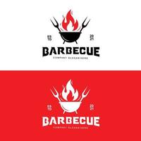 barbeque griglia logo, grigliato cibo vettore, design adatto per ristorante, griglia negozio, affumicato carne vettore