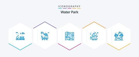 acqua parco 25 blu icona imballare Compreso giardino. amaca. carta geografica. parco. gocce vettore