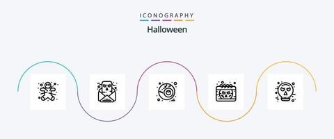 Halloween linea 5 icona imballare Compreso tipo fawkes. avatar. occhio. sorridente. Data vettore