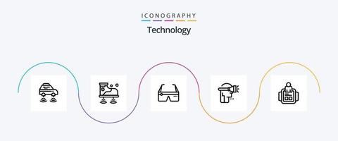 tecnologia linea 5 icona imballare Compreso virtuale realtà. umano. tecnologia. testa. bicchieri vettore