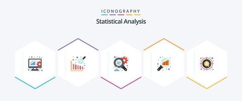 statistico analisi 25 piatto icona imballare Compreso . grafico. dati analizzando. dollaro. analisi vettore