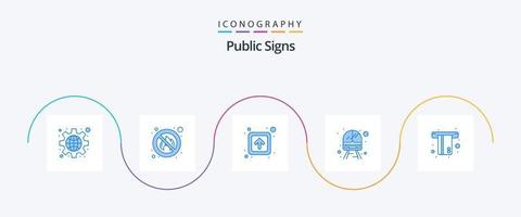 pubblico segni blu 5 icona imballare Compreso carta. veicolo. freccia. treno. pubblico vettore