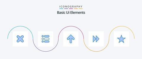 di base ui elementi blu 5 icona imballare Compreso stella. video. freccia. media. controllo veloce vettore