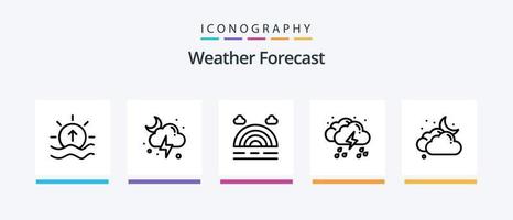 tempo metereologico linea 5 icona imballare Compreso previsione. clima. tramonto. luce. pioggia. creativo icone design vettore