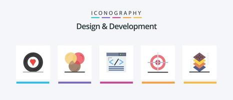 design e sviluppo piatto 5 icona imballare Compreso forma. formazione scolastica. programmazione. design. ragnatela design. creativo icone design vettore