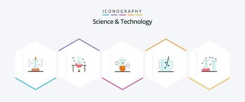 scienza e tecnologia 25 piatto icona imballare Compreso . . scienza. laboratorio. chimico industria vettore