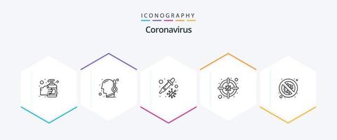 coronavirus 25 linea icona imballare Compreso sicurezza. batteri. petri. virus. batteri vettore