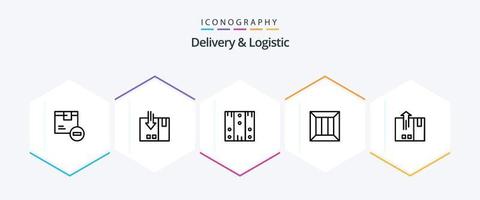 consegna e logistica 25 linea icona imballare Compreso consegna. scatola. Imballaggio. Di legno. logistica vettore