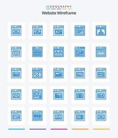 creativo sito web wireframe 25 blu icona imballare come come ragnatela. Internet. sito web. design. ragnatela vettore