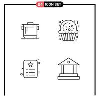 4 universale linea segni simboli di fornello id carta cucinare zucchero identità modificabile vettore design elementi