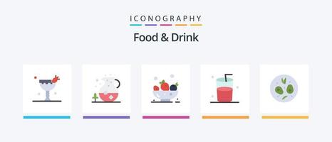 cibo e bevanda piatto 5 icona imballare Compreso . bere. bere. bicchiere. bere. creativo icone design vettore