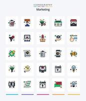 creativo marketing 25 linea pieno icona imballare come come negozio. Data. filtro. evento. calendario vettore