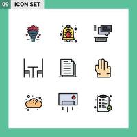 9 utente interfaccia riga piena piatto colore imballare di moderno segni e simboli di documento tavolo sicurezza interno supporto modificabile vettore design elementi