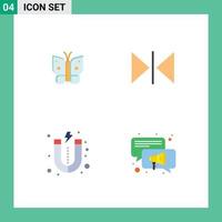 gruppo di 4 piatto icone segni e simboli per farfalla mercato Ali specchio altoparlante modificabile vettore design elementi