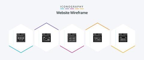 sito web wireframe 25 glifo icona imballare Compreso ragnatela. Internet. sito web. immagine. ragnatela vettore