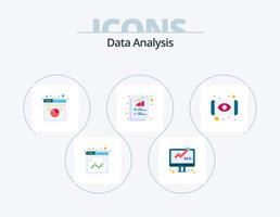 dati analisi piatto icona imballare 5 icona design. grafico. digitale. rapporto. Banca dati. grafico vettore