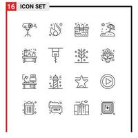 16 creativo icone moderno segni e simboli di sperimentare vacanza SEO ombrello nuoto modificabile vettore design elementi