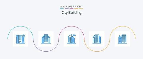 città edificio blu 5 icona imballare Compreso vero. attività commerciale. costruzione. costruzione. edificio vettore