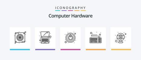 computer hardware linea 5 icona imballare Compreso . viaggio. processore. disco. hardware. creativo icone design vettore