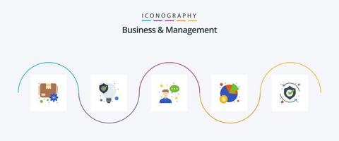 attività commerciale e gestione piatto 5 icona imballare Compreso sicurezza. proteggere. avatar. statistiche. grafico vettore