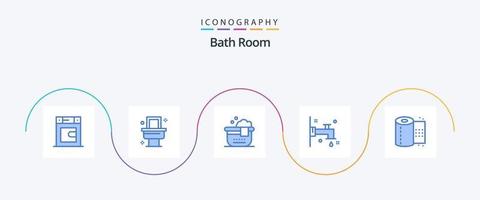 bagno camera blu 5 icona imballare Compreso . gabinetto carta. bagno. gabinetto. bagno vettore