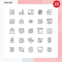 25 universale Linee impostato per ragnatela e mobile applicazioni del desktop computer lavagna in linea memorizzare centro commerciale modificabile vettore design elementi