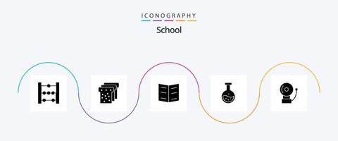 scuola glifo 5 icona imballare Compreso . campana. formazione scolastica. allarme. test vettore