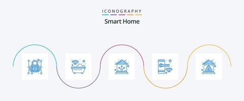 inteligente casa blu 5 icona imballare Compreso inteligente. casa. vasca. porta. inteligente vettore