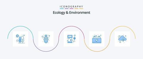 ecologia e ambiente blu 5 icona imballare Compreso natura. potenza. ugello. energia. auto vettore